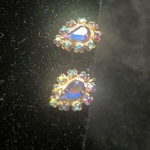 VINTAGE EARRINGS TWIST BACK IRIDESCENT EARRINGS JEWELRY